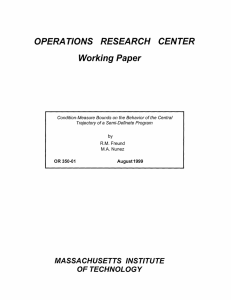 OPERA TIONS RESEARCH CENTER Working Paper MA SSA CHUSETTS INSTITUTE