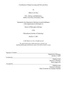 Coordination of Origin Licensing and Cell-cycle Entry by Milan A. de Vries