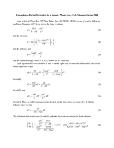 Computing a Partial Derivative for a Van der Waals Gas—C.E....  10 U