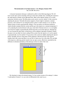 A classical monatomic ideal gas is indicated in yellow in the... focus on the open system consisting of the gas in the... Thermodynamics of an Open System—C.E. Mungan, Summer 2012 89