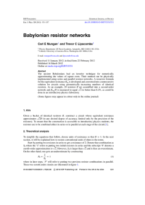 Babylonian resistor networks ungan Lipscombe doi:10.1088/0143-0807/33/3/531