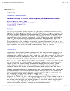 Photobleaching of cresyl violet in poly(methyl methacrylate)  Abstract Journal of Young Investigators