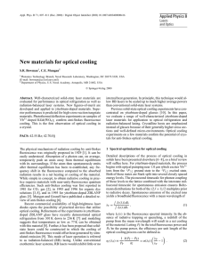 New materials for optical cooling Applied Physics B Lasers and Optics