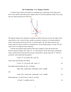 µ is hanging from a single point at the origin... A uniform rope of linear mass density