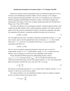 Hamiltonian Formulation of Geometric Optics—C.E. Mungan, Fall 2005