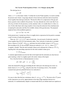 The Van der Waals Equation of State—C.E. Mungan, Spring 2000 (1) where