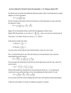 An Easy Method for Partial Fraction Decomposition—C.E. Mungan, Spring 1997