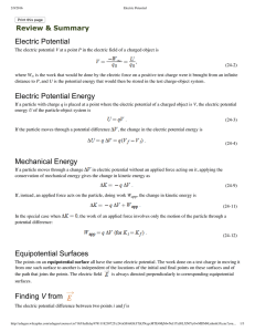Electric Potential Review &amp; Summary