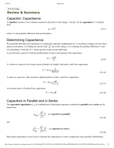 Capacitor; Capacitance Determining Capacitance Review &amp; Summary