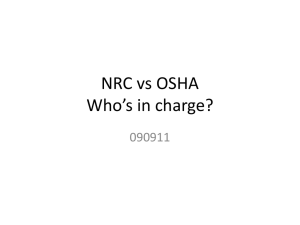 NRC vs OSHA Who’s in charge? 090911