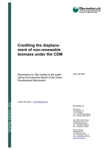 Crediting the displace- ment of non-renewable biomass under the CDM