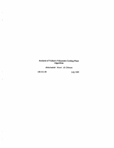 Analysis of Vaidya's  Volumetric  Cutting Plane Algorithm OR 311-95 July 1995