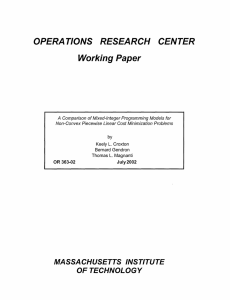 OPERA TIONS RESEARCH CENTER Working Paper