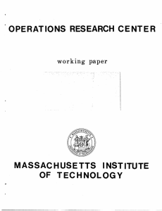 OPERATIONS  RESEARCH  CENTER MASSAC  H USE TTS INSTITUTE