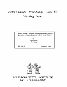 CENTER RESEARCH OPERA  TIONS Working  Paper