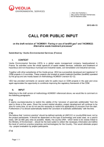 CALL FOR PUBLIC INPUT
