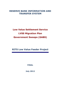 Low Value Settlement Service LVSS Migration Plan Government Sweeps (GABS)