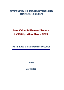 Low Value Settlement Service LVSS Migration Plan – BECS
