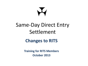 Same-Day Direct Entry Settlement Changes to RITS