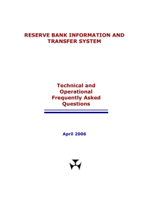 RESERVE BANK INFORMATION AND TRANSFER SYSTEM Technical and