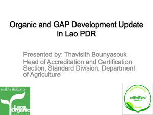 Organic and GAP Development Update in Lao PDR