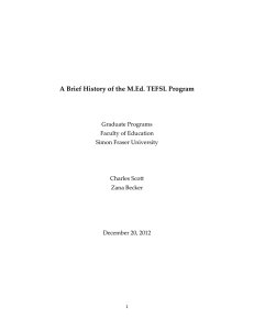   A  Brief  History  of  the  M.Ed.  TEFSL  Program  