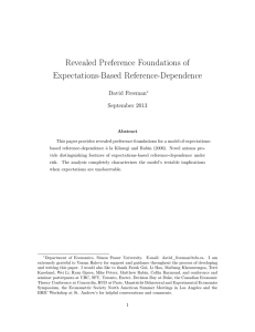 Revealed Preference Foundations of Expectations-Based Reference-Dependence David Freeman September 2013