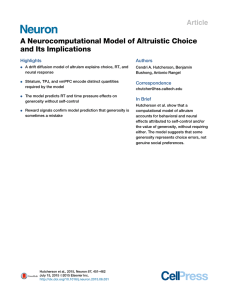 A Neurocomputational Model of Altruistic Choice and Its Implications Article Highlights