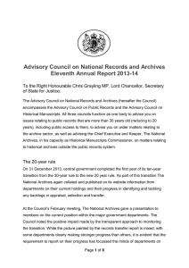 Advisory Council on National Records and Archives Eleventh Annual Report 2013-14