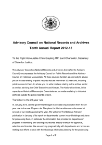 Advisory Council on National Records and Archives Tenth Annual Report 2012-13