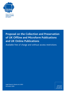 Proposal on the Collection and Preservation and UK Online Publications