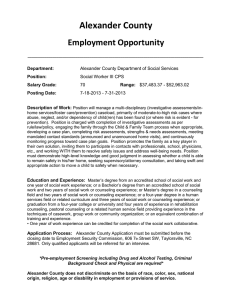 Alexander County Employment Opportunity  Alexander County Department of Social Services