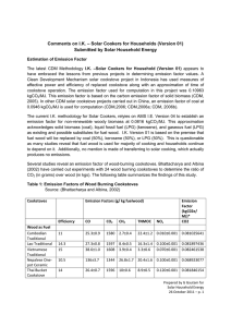 Comments on I.K. – Solar Cookers for Households (Version 01)