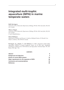Integrated multi-trophic aquaculture (IMTA) in marine temperate waters Kelly Barrington