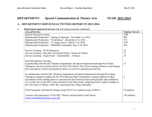 DEPARTMENT: Speech Communication &amp; Theatre Arts YEAR: 2013-2014