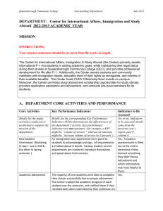 DEPARTMENT:   Center for International Affairs, Immigration and Study  MISSION