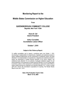 Monitoring Report to the  Middle States Commission on Higher Education