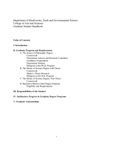 Department of Biodiversity, Earth and Environmental Science Graduate Student Handbook