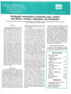 Stratigraphic nomenclature ol proterozoic rocks,