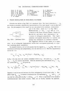 VIII. STATISTICAL  COMMUNICATION  THEORY A.  Bruce D.