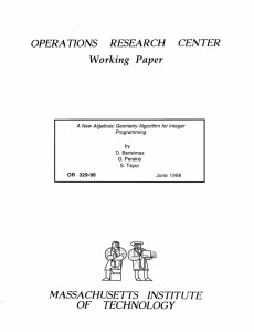 CENTER RESEARCH OPERA  TIONS Working  Paper