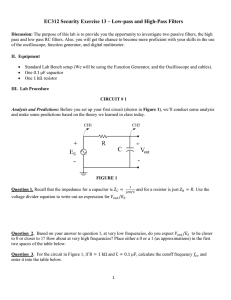 EC312 Security Exercise 13 – Low-pass and High-Pass Filters