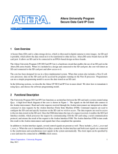 Altera University Program Secure Data Card IP Core 1 Core Overview