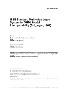 IEEE Standard Multivalue Logic System for VHDL Model Interoperability (Std_logic_1164)