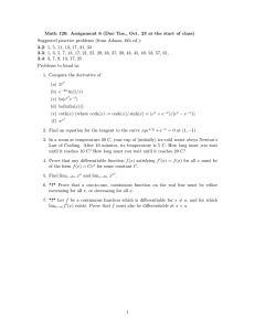 Math 120: Assignment 6 (Due Tue., Oct. 23 at the... Suggested practice problems (from Adams, 6th ed.):