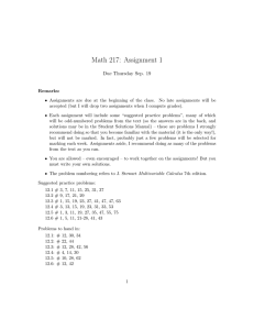 Math 217: Assignment 1 Due Thursday Sep. 19