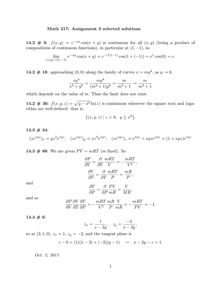 Math 217 Assignment 3 Selected Solutions
