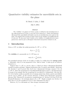 Quantitative visibility estimates for unrectifiable sets in the plane July 8, 2014