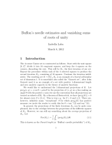 Buffon’s needle estimates and vanishing sums of roots of unity 1 Introduction