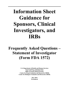 Information Sheet Guidance for Sponsors, Clinical Investigators, and